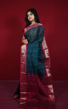 Woven Jacket Nakshi Border Cotton Kotki Saree in Timber Green, Rich Maroon and Multicolored