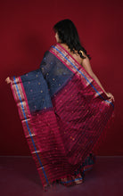 Woven Jacket Nakshi Border Cotton Kotki Saree in Dark Slate Grey, Rich Maroon and Multicolored