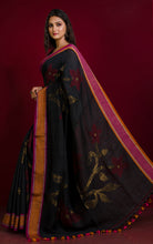 Exclusive Linen Jamdani Saree in Charcoal Black, Antique Gold, Pomegranate Red and Matt Orange