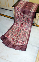 Hand Paint Madhubani on Natural Gicha Tussar Silk Saree
