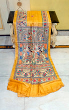 Hand Paint Madhubani on Natural Gicha Tussar Silk Saree