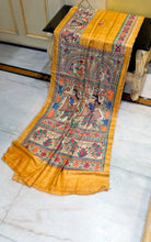 Hand Paint Madhubani on Natural Gicha Tussar Silk Saree