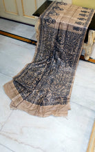 Hand Paint Madhubani on Natural Gicha Tussar Silk Saree