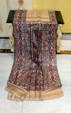 Hand Paint Madhubani on Natural Gicha Tussar Silk Saree