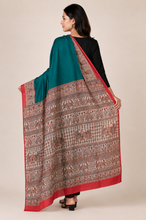 Madhubani Printed Pure Silk Saree – Emerald Green with Red Bentex Border