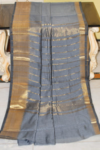 Mangalagiri Soft South Cotton Sarees with Woven Thread Work in Grey and Gold