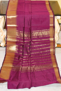 Mangalagiri Soft South Cotton Sarees with Woven Thread Work in Magenta and Gold