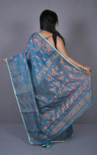 Soft Zari Brocade Dhakai Jamdani Saree in Green, Hot Pink and Golden