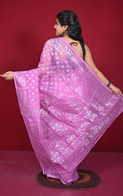 Soft Zari Brocade Dhakai Jamdani Saree in Light Fuchsia Pink and Silver