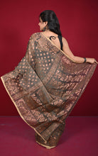Soft Zari Brocade Dhakai Jamdani Saree in Taupe, Beige and Copper
