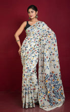 Tantuja Inspired Traditional Soft Jamdani Saree in Stone Beige and Multicolored