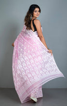 Sholapuri Work Jamdani Saree in Pink, White and Golden