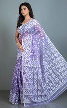 Sholapuri Work Jamdani Saree in Lavender, White and Golden