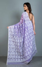 Sholapuri Work Jamdani Saree in Lavender, White and Golden