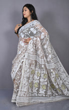 Sholapuri Work Jamdani Saree in Greige, Off White and Golden