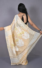 Sholapuri Work Jamdani Saree Desert Sand Beige and Off White