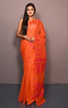 Soft Woven Jamdani Saree in Orange and Hot PInk