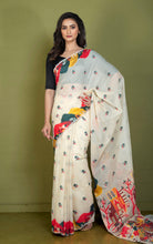 Tantuja Inspired Traditional Soft Jamdani Saree in Almond Beige and Multicolored