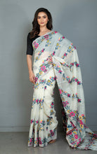 Tantuja Inspired Traditional Soft Jamdani Saree in Seashell White, Hot Pink, Green and Multicolored
