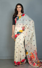 Tantuja Inspired Traditional Soft Jamdani Saree in Almond Beige and Multicolored