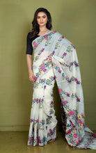 Tantuja Inspired Traditional Soft Jamdani Saree in Seashell White, Hot Pink, Green and Multicolored