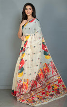 Tantuja Inspired Traditional Soft Jamdani Saree in Almond Beige and Multicolored