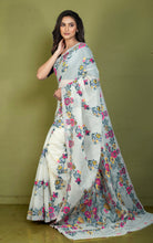 Tantuja Inspired Traditional Soft Jamdani Saree in Seashell White, Hot Pink, Green and Multicolored