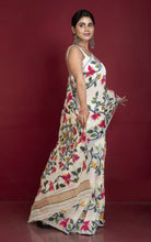 Tantuja Inspired Traditional Soft Jamdani Saree in Linen White and Multicolored