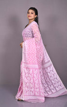 Traditional Cotton Muslin Soft Jamdani Saree in Light Pink, Off White and Gold
