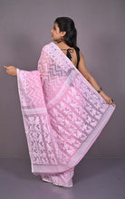 Traditional Cotton Muslin Soft Jamdani Saree in Light Pink, Off White and Gold