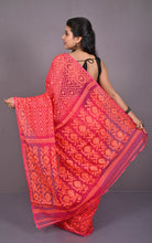 Traditional Cotton Muslin Soft Jamdani Saree in Sunset Orange, Pink and Gold