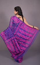 Traditional Cotton Muslin Soft Jamdani Saree in Lapis Blue and Hot Pink