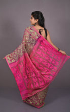 Traditional Cotton Muslin Soft Jamdani Saree in Pansy Purple, Green and Hot Pink