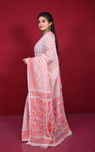 Traditional Cotton Muslin Soft Jamdani Saree in Off White and Red