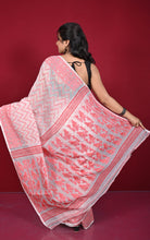 Traditional Cotton Muslin Soft Jamdani Saree in Off White and Red