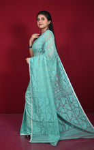 Traditional Cotton Muslin Soft Jamdani Saree in Pearl Aqua and Off White