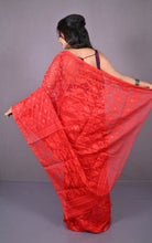 Traditional Cotton Muslin Soft Jamdani Saree in Bright Red and Gold