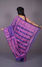 Traditional Cotton Muslin Soft Jamdani Saree in Blue Zodiac, Persian Pink and Gold