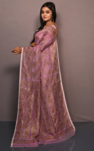 Traditional Soft Jamdani Saree in Purple, Dark Brown and Gold