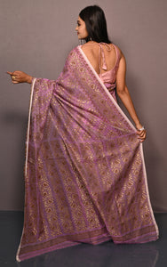 Traditional Soft Jamdani Saree in Purple, Dark Brown and Gold