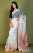 Soft Muslin Silk Banarasi Saree in Off White and Golden