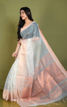 Soft Muslin Silk Banarasi Saree in Off White and Golden