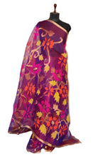 Premium Quality Muslin Silk Jamdani Saree in Purple, Magenta and Multicolored Thread Work