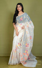 Muslin Silk Jamdani Saree in Off White, Gold Zari and Multicolored Thread Work
