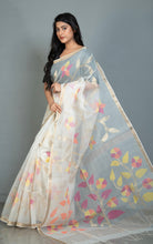 Muslin Silk Jamdani Saree in Off White, Gold Zari and Multicolored Thread Work