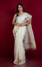 Premium Quality Multi Minakari Woven Nakshi Work Silk Jamdani Saree in Antique White and Multicolored