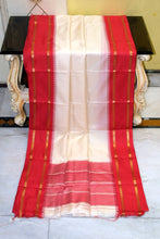 Traditional Narayanpet Soft South Silk Saree in Parmesan and Red