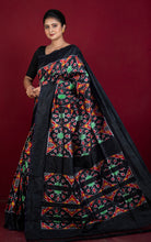 Exclusive Madathasu Ikkat Pochampally Silk Saree in Black, Red and Multicolored