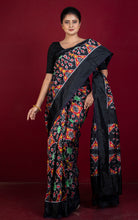 Exclusive Madathasu Ikkat Pochampally Silk Saree in Black, Red and Multicolored