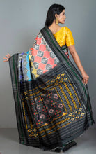Handwoven Designer Rangkart Ikkat Pochampally Silk Saree in Black, Dark Green and Multicolored